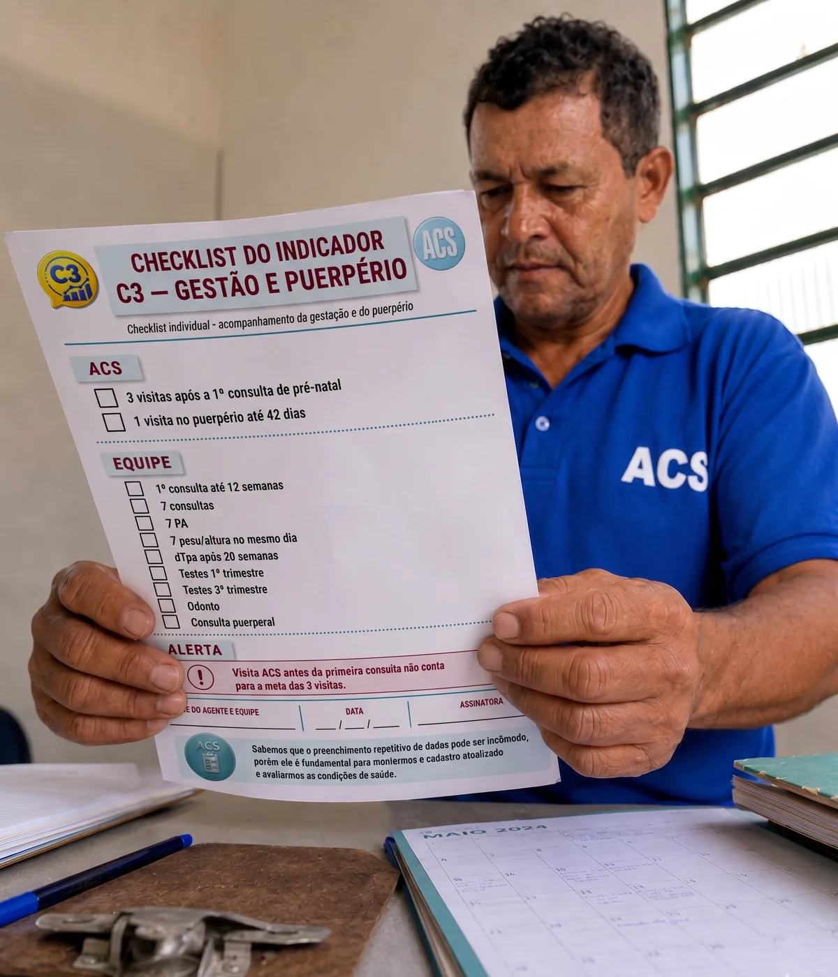 Exemplo dos sete checklists dos indicadores C1 a C7